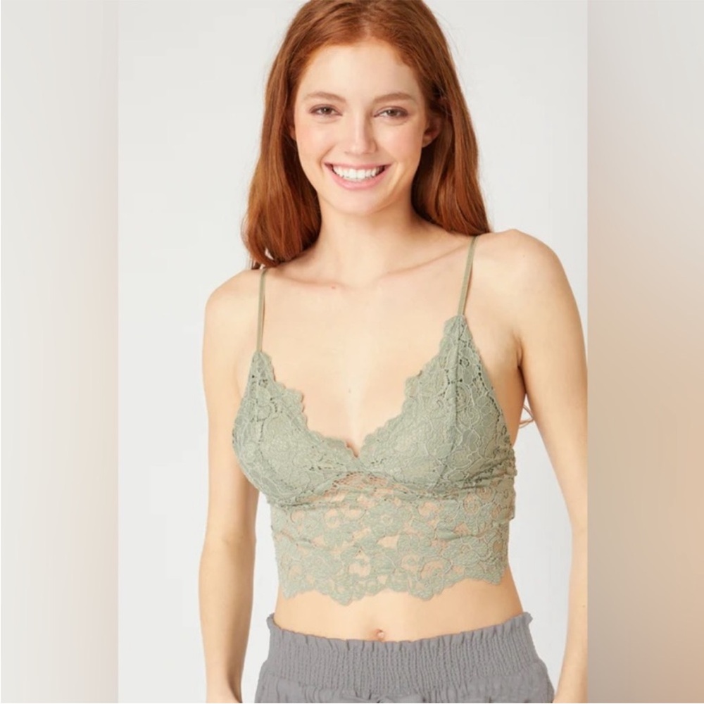 NWOT Comfy Love Tree Lace Bralette Sage Green, Soft, Boho, Floral
